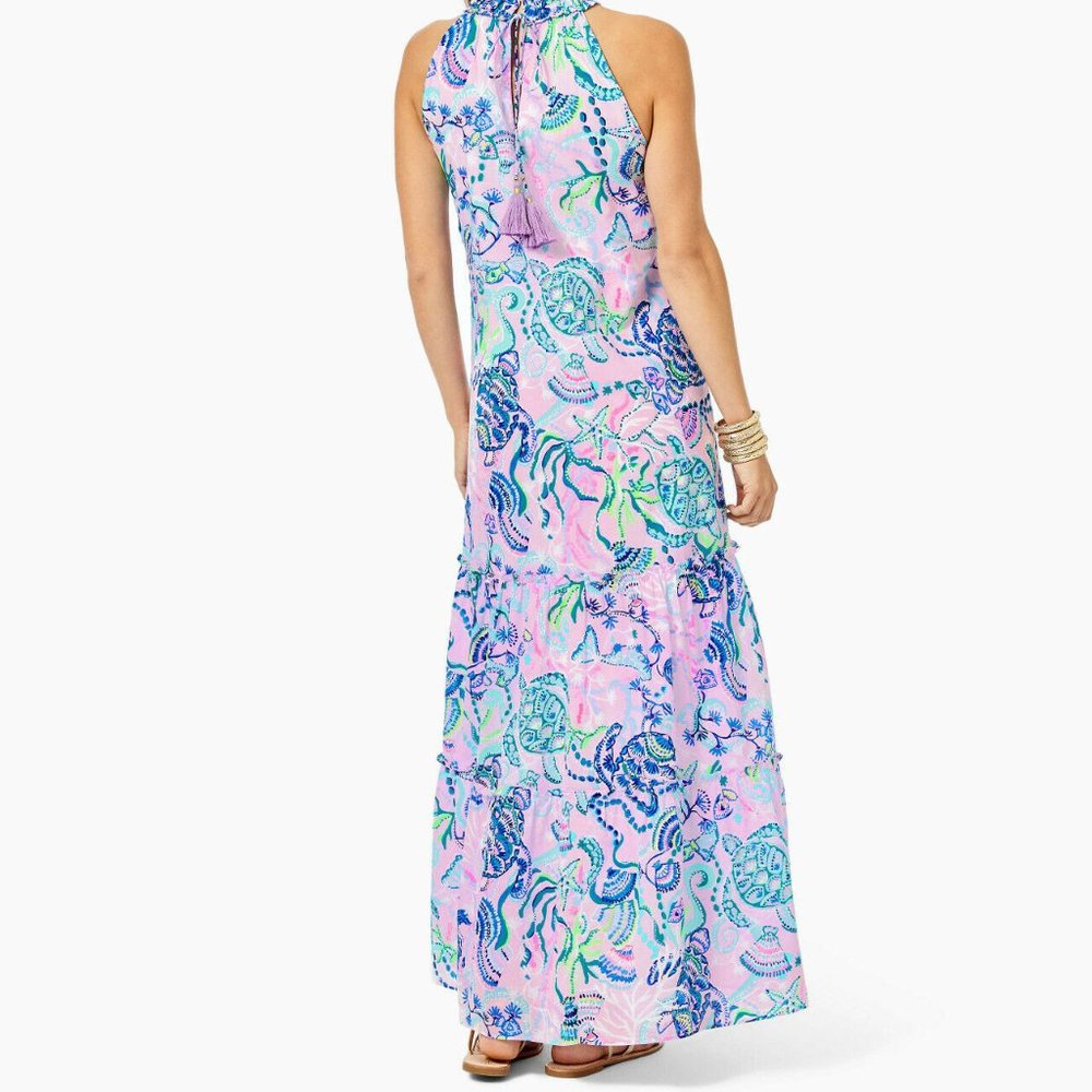 NWT Lilly Pulitzer Everly Ruffle Maxi Lilac Freesia Mermaid For You - Picture 4 of 5